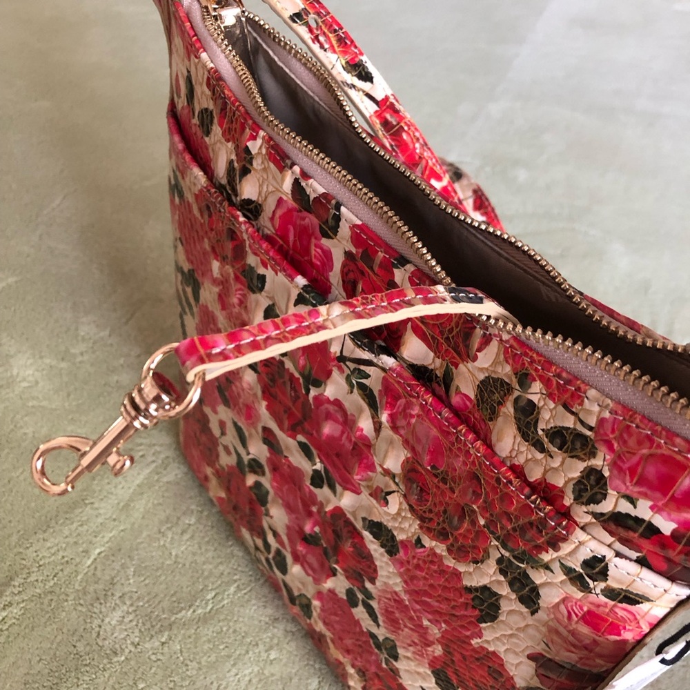 Brahmin bag Katherine Romantic Roses Ombré leather crossbody pink red croc Katie - Picture 6 of 13